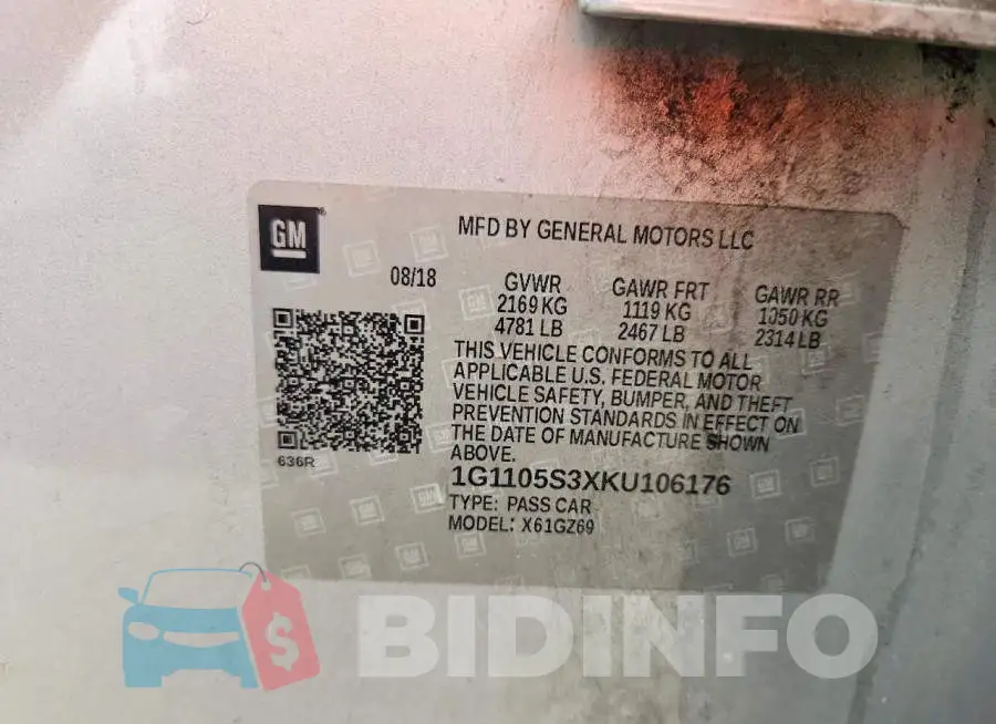 1G1105S3XKU106176 Photo# 13