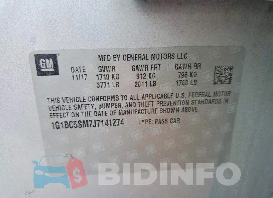 1G1BC5SM7J7141274 Photo# 12
