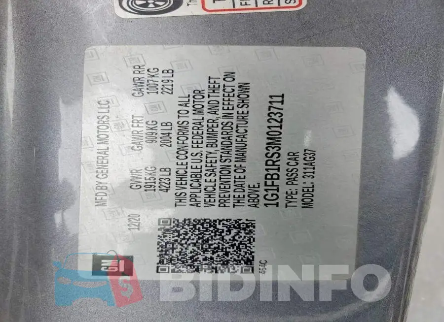 1G1FB1RS3M0123711 Photo# 12