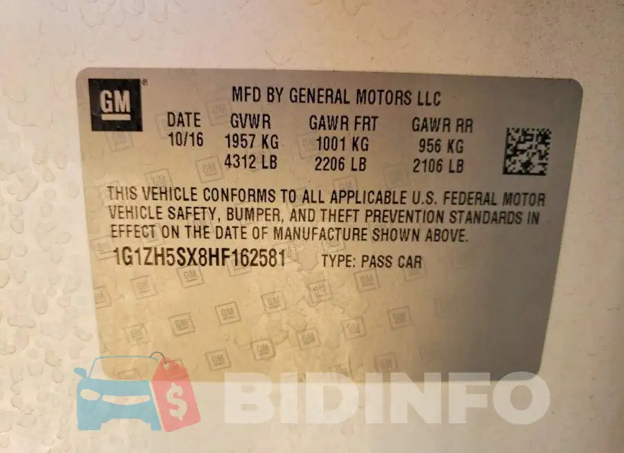 1G1ZH5SX8HF162581 Photo# 12