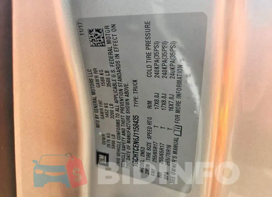 1GCHTCEN6J1158435 Photo# 12