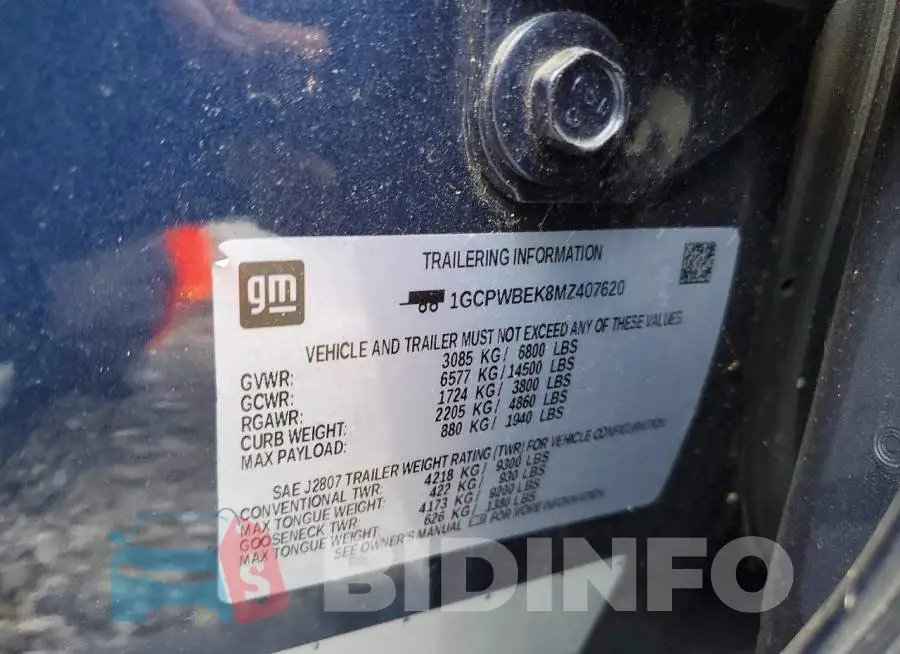 1GCPWBEK8MZ407620 Photo# 12