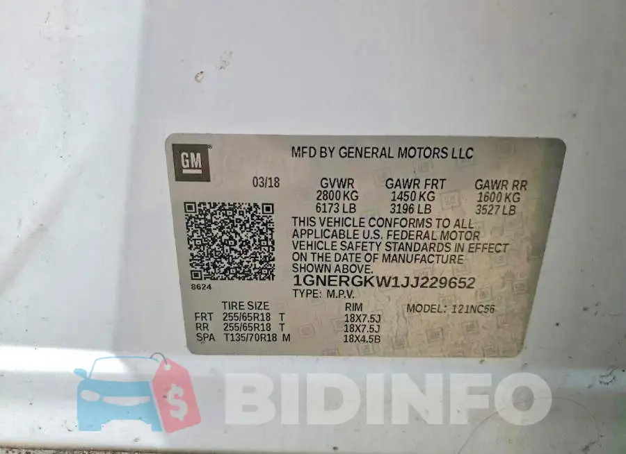 1GNERGKW1JJ229652 Photo# 14