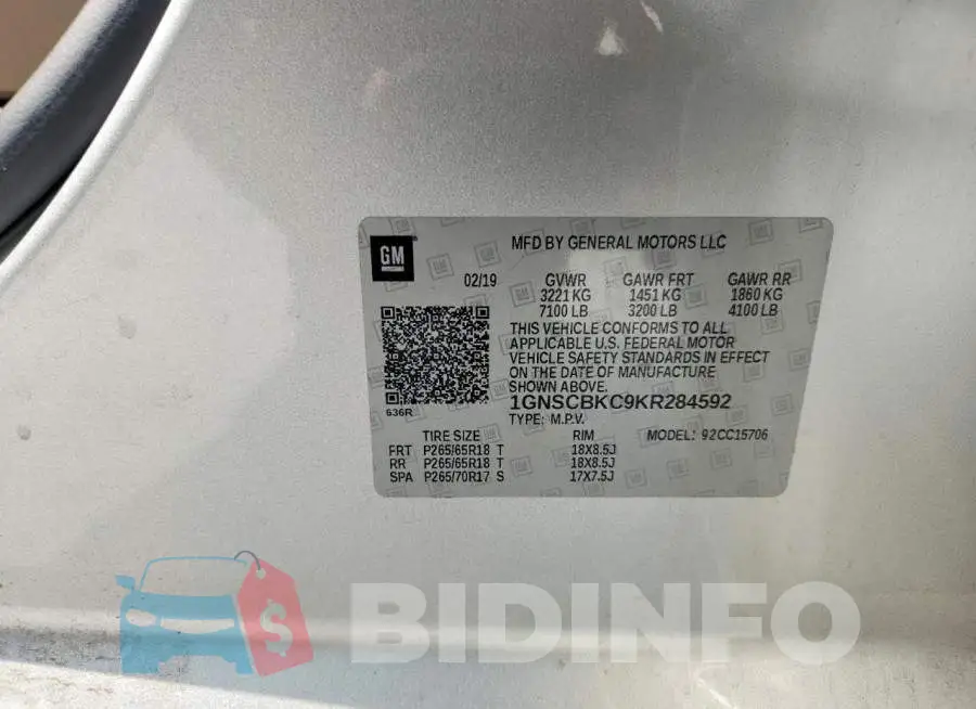 1GNSCBKC9KR284592 Photo# 14