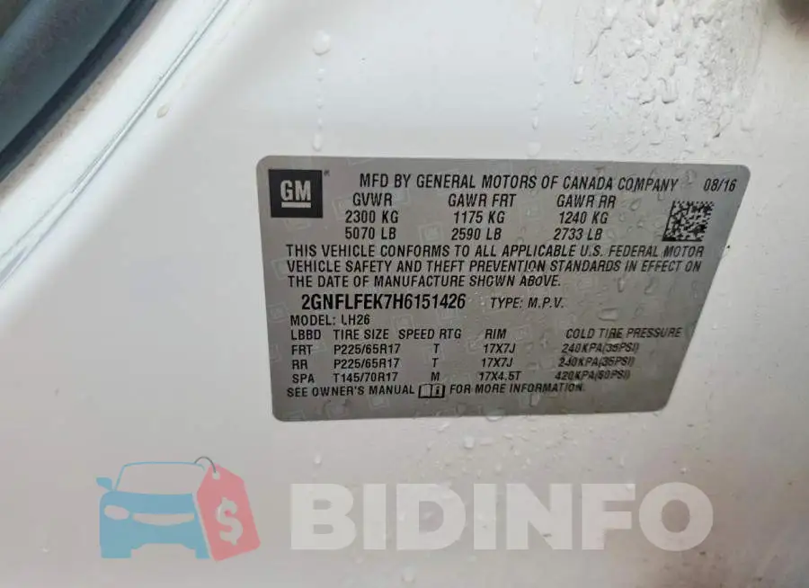 2GNFLFEK7H6151426 Photo# 13