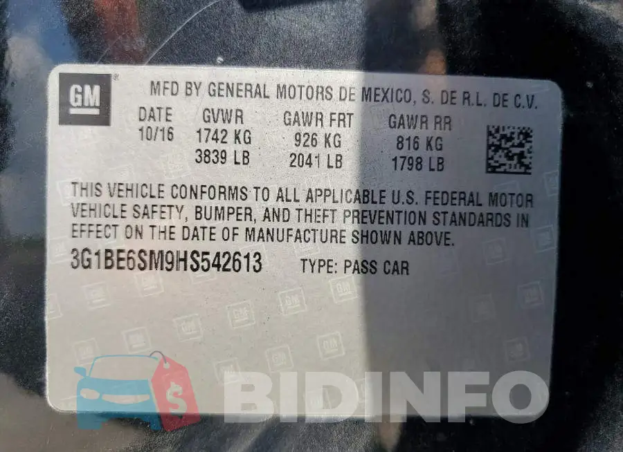 3G1BE6SM9HS542613 Photo# 12
