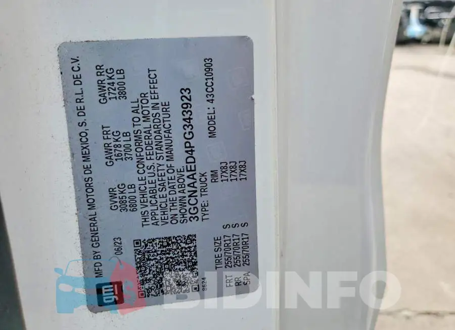 3GCNAAED4PG343923 Photo# 13