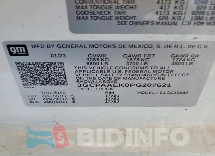 3GCPAAEK0PG207621 Photo# 13