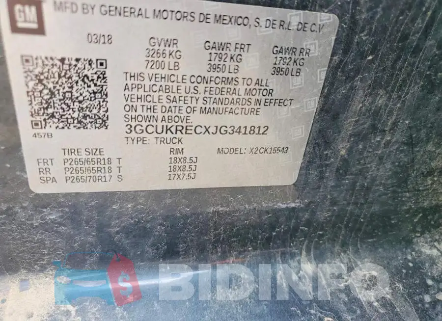 3GCUKRECXJG341812 Photo# 12