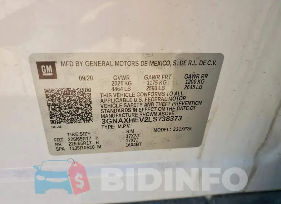 3GNAXHEV2LS738373 Photo# 13
