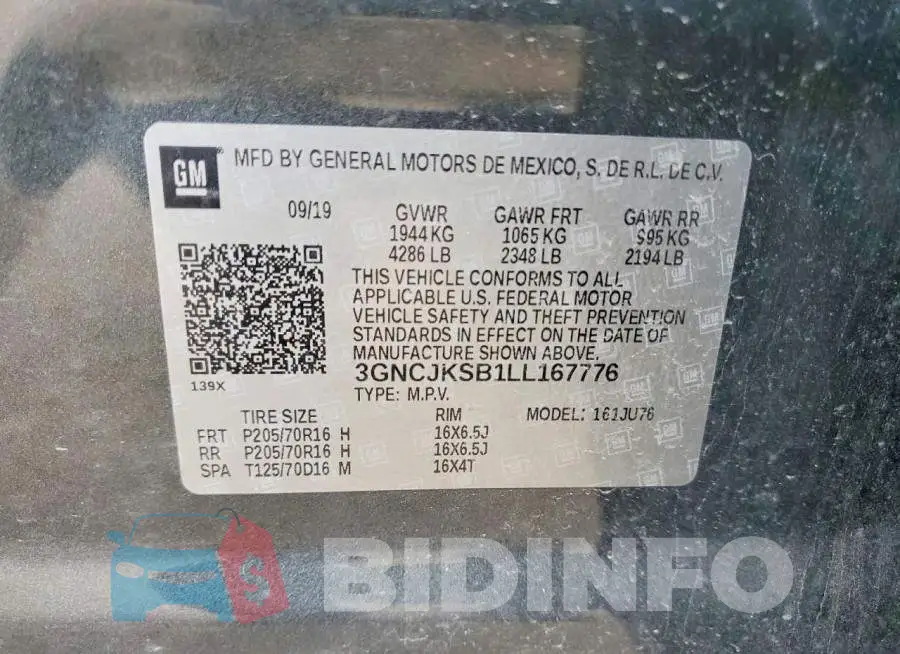 3GNCJKSB1LL167776 Photo# 13