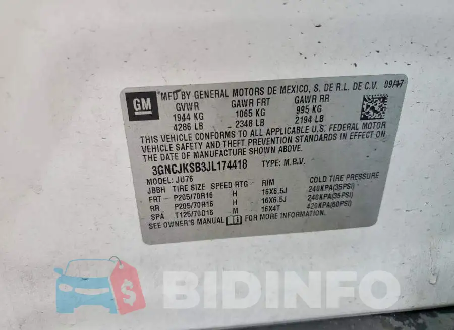 3GNCJKSB3JL174418 Photo# 13