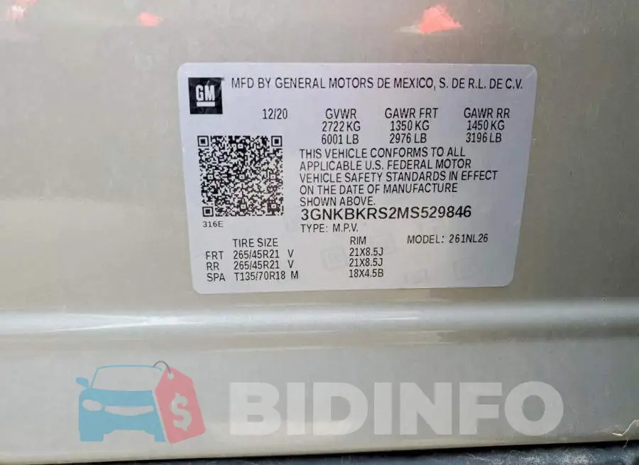 3GNKBKRS2MS529846 Photo# 13