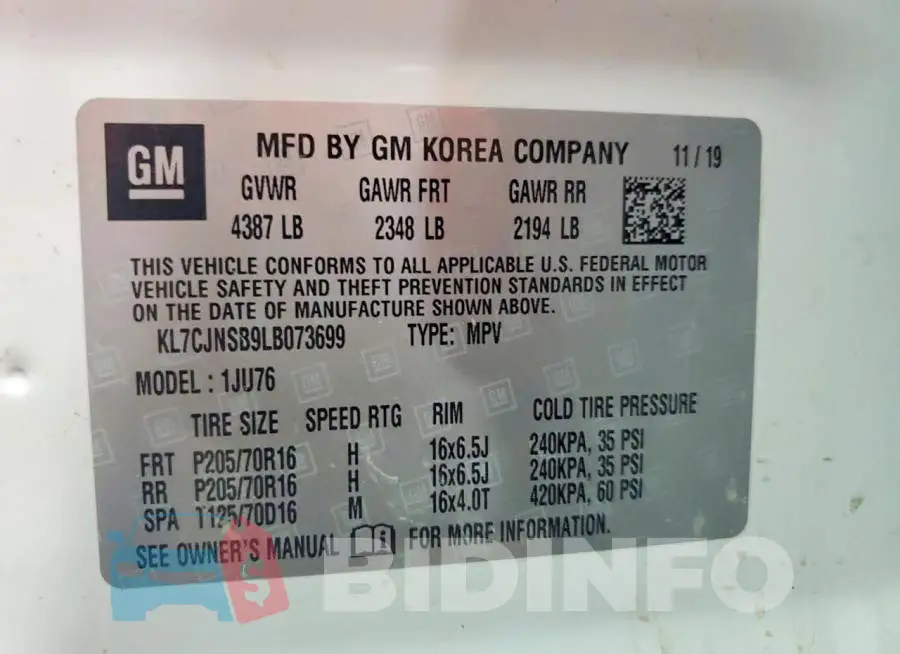 KL7CJNSB9LB073699 Photo# 14