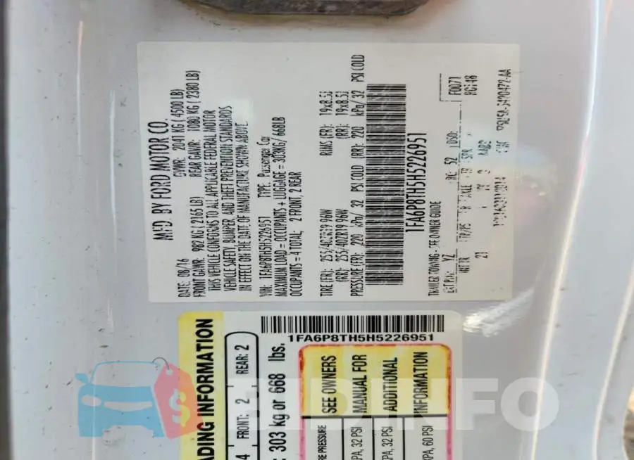 1FA6P8TH5H5226951 Photo# 12