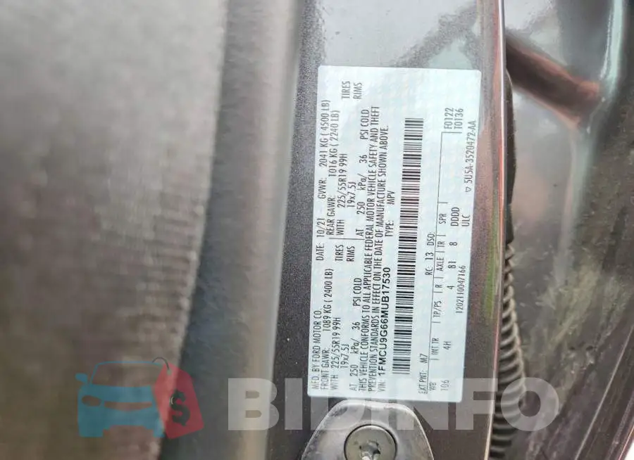 1FMCU9G66MUB17530 Photo# 14