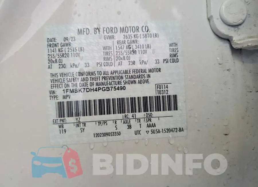 1FMSK7DH4PGB75490 Photo# 14