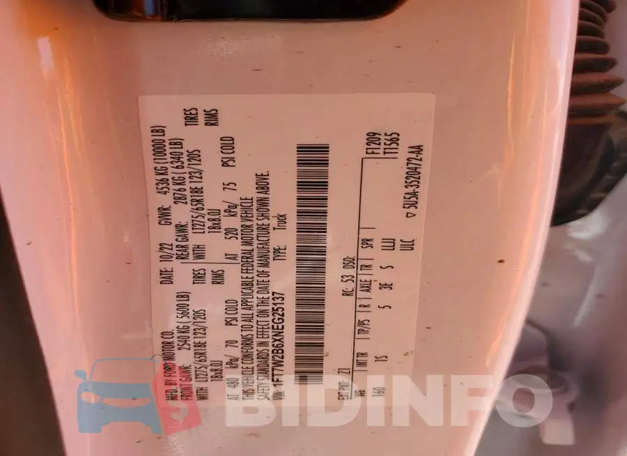 1FT7W2B6XNEG25137 Photo# 12