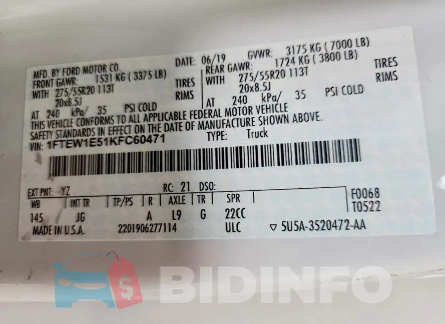 1FTEW1E51KFC60471 Photo# 12