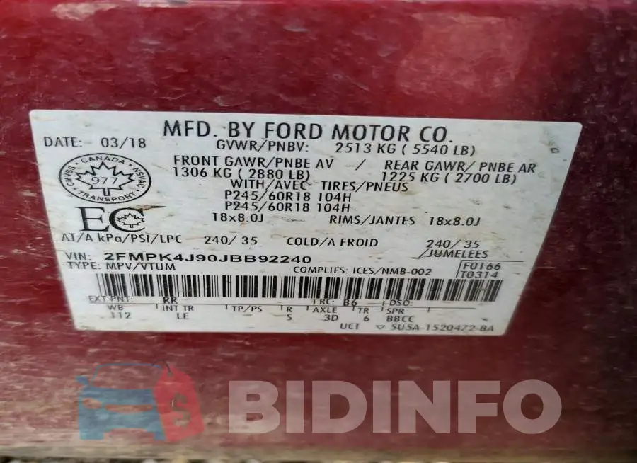 2FMPK4J90JBB92240 Photo# 12