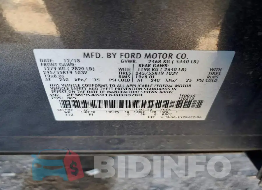 2FMPK4K91KBB33763 Photo# 13