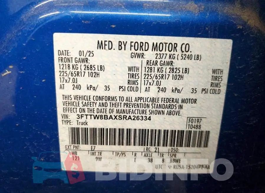 3FTTW8BAXSRA26334 Photo# 12