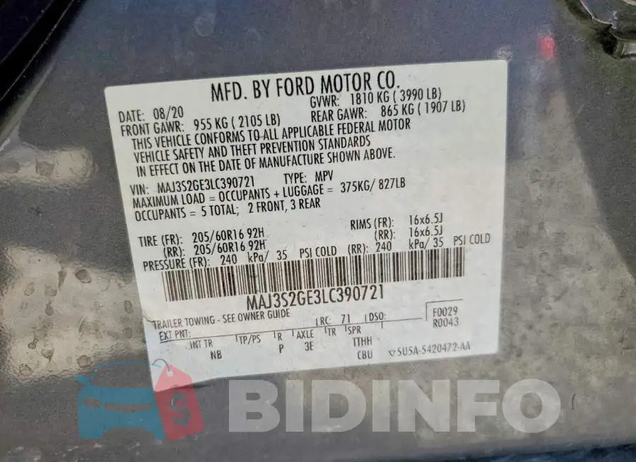 MAJ3S2GE3LC390721 Photo# 14