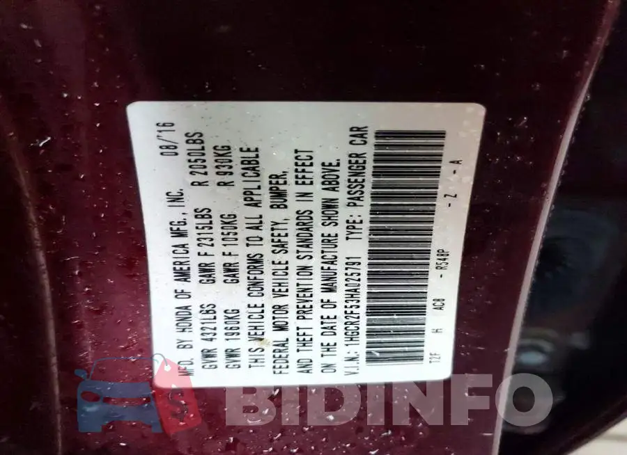 1HGCR2F53HA025791 Photo# 12