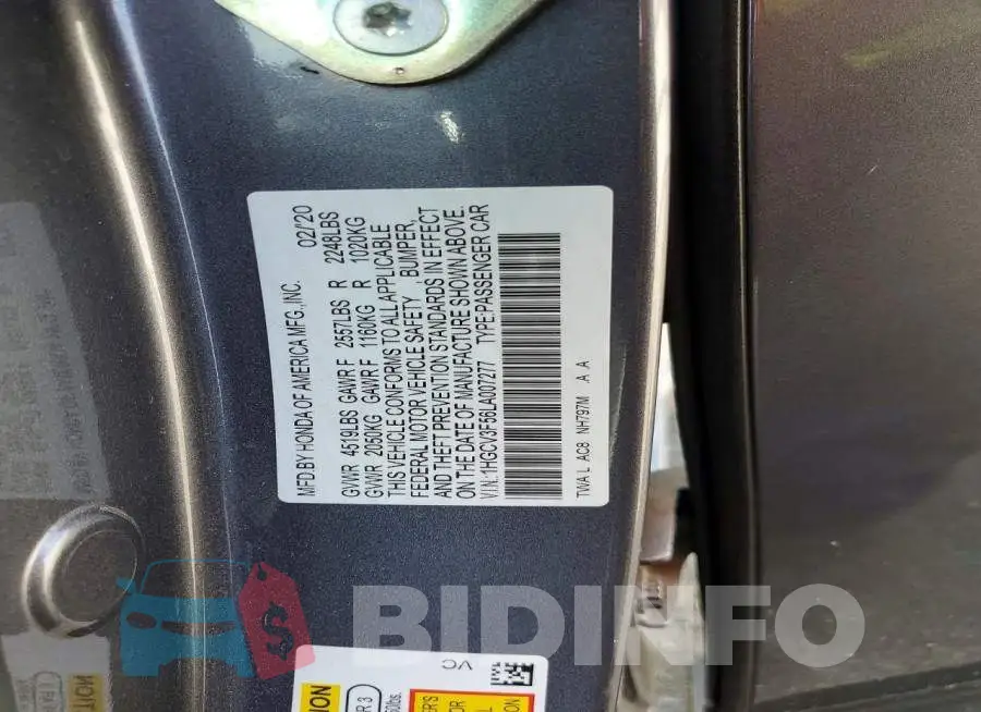 1HGCV3F56LA007277 Photo# 13