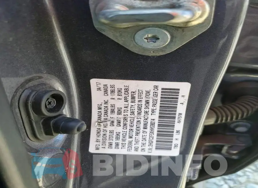 2HGFC2F5XHH538214 Photo# 12