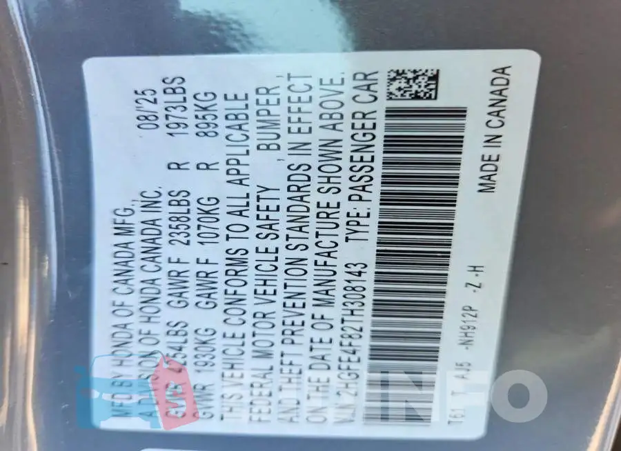2HGFE4F82TH308143 Photo# 12