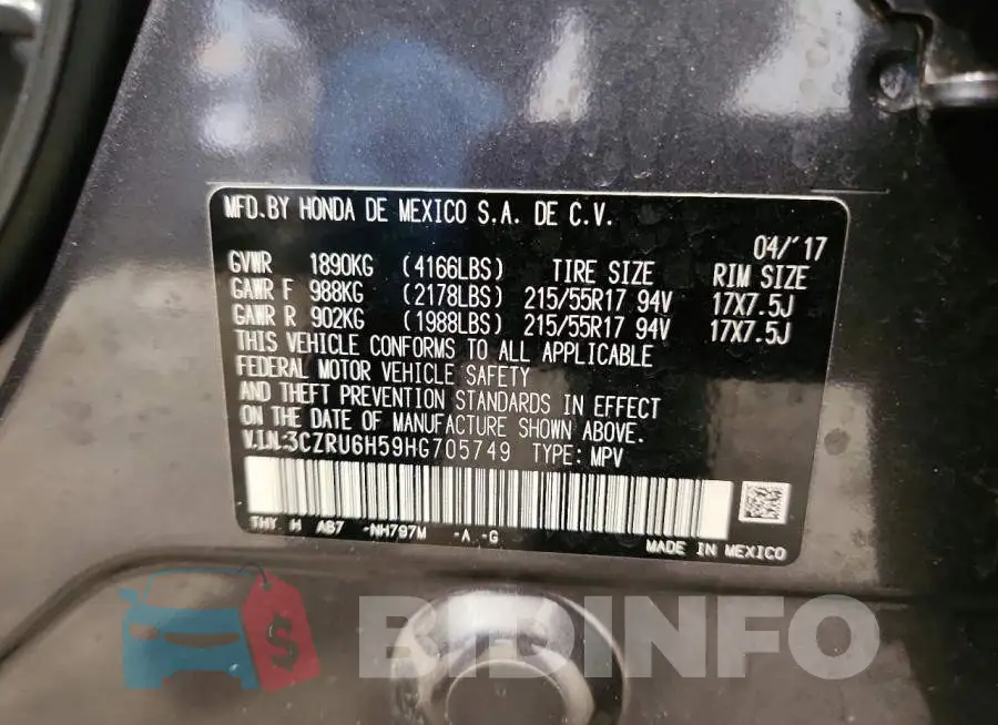 3CZRU6H59HG705749 Photo# 14