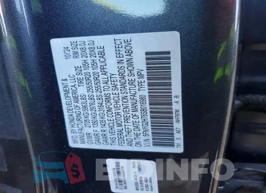 5FNYG2H76SB016980 Photo# 13