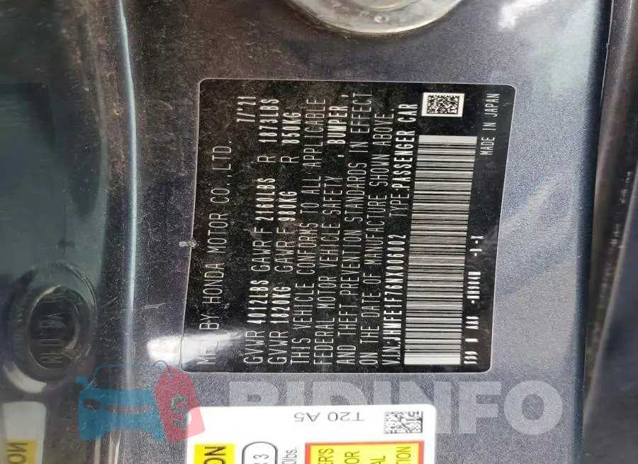 JHMFE1F76NX006002 Photo# 13