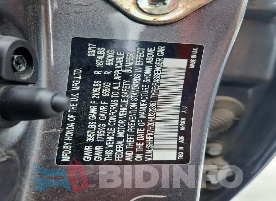 SHHFK7H20HU222861 Photo# 12