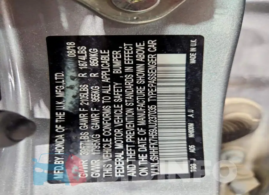 SHHFK7H59JU237035 Photo# 12