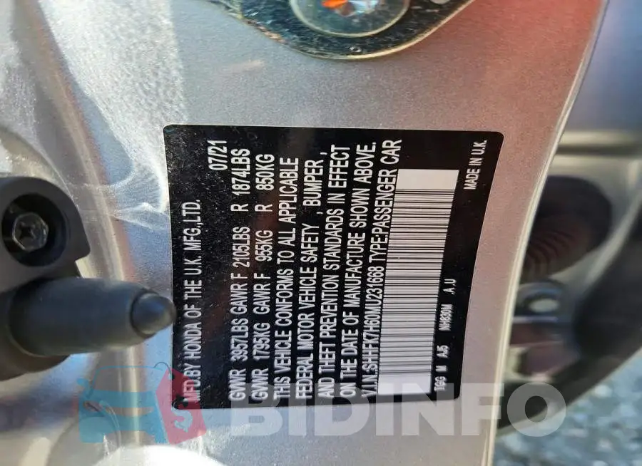 SHHFK7H60MU231668 Photo# 12