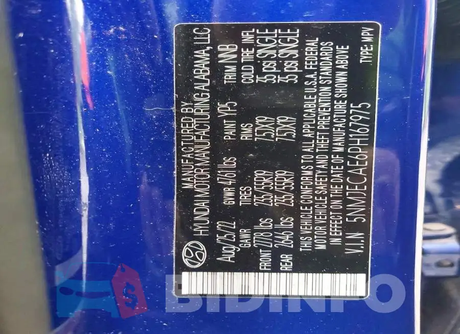 5NMJECAE6PH167975 Photo# 14