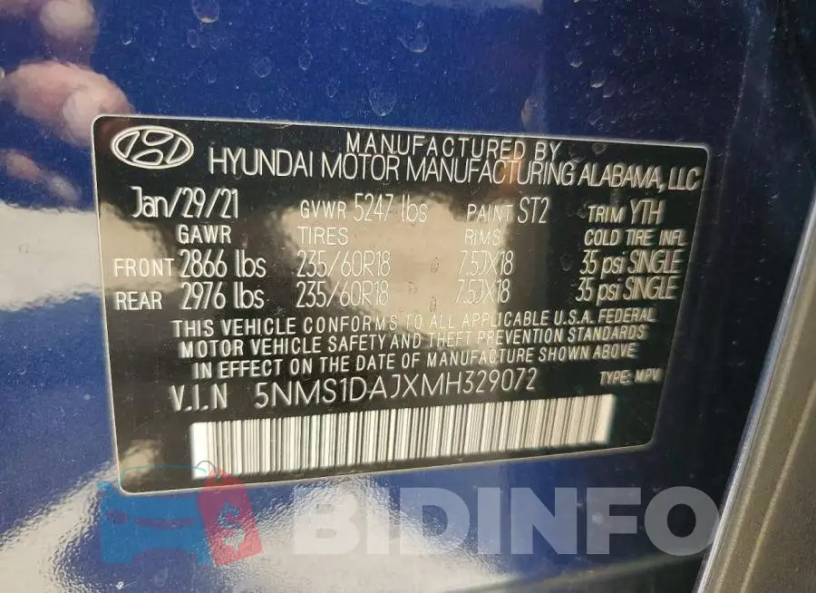 5NMS1DAJXMH329072 Photo# 13