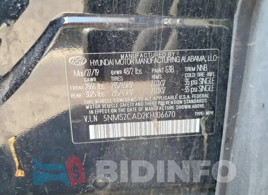 5NMS2CAD2KH106670 Photo# 12