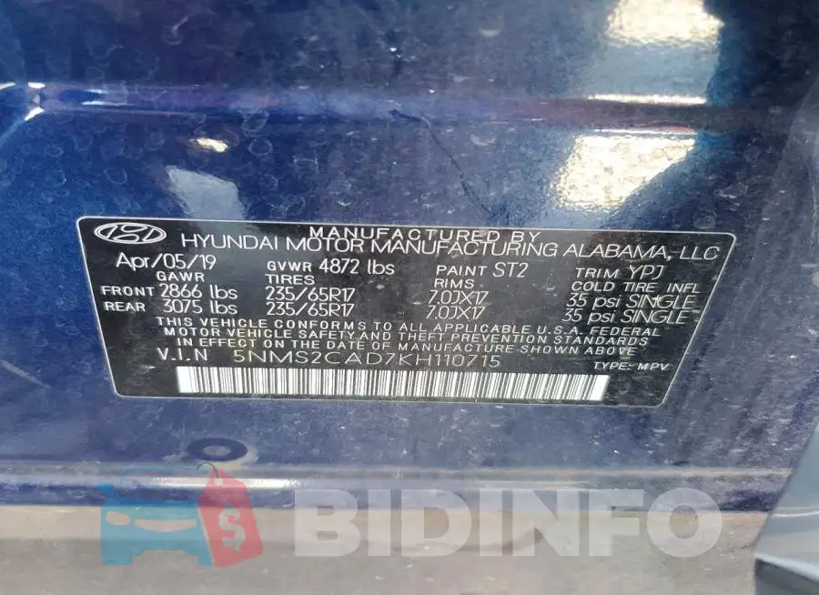 5NMS2CAD7KH110715 Photo# 13