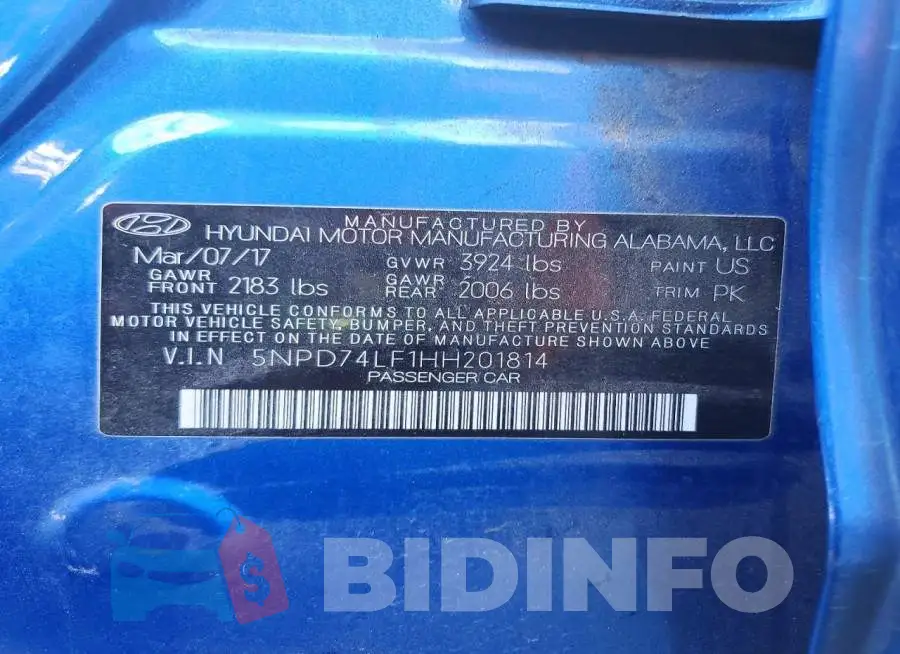 5NPD74LF1HH201814 Photo# 12