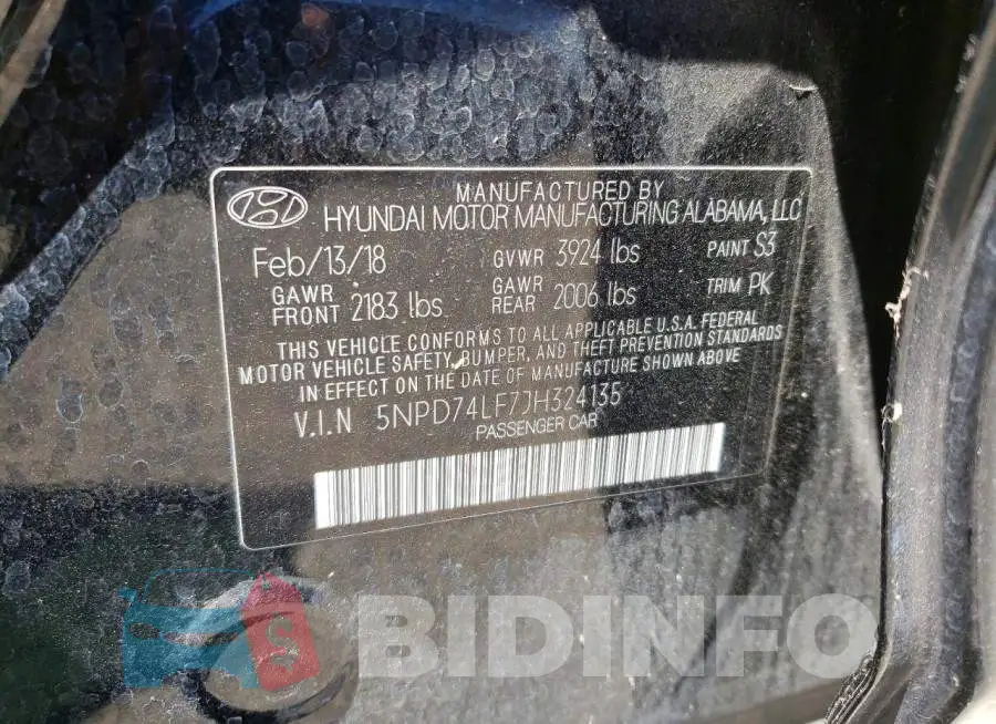 5NPD74LF7JH324135 Photo# 12