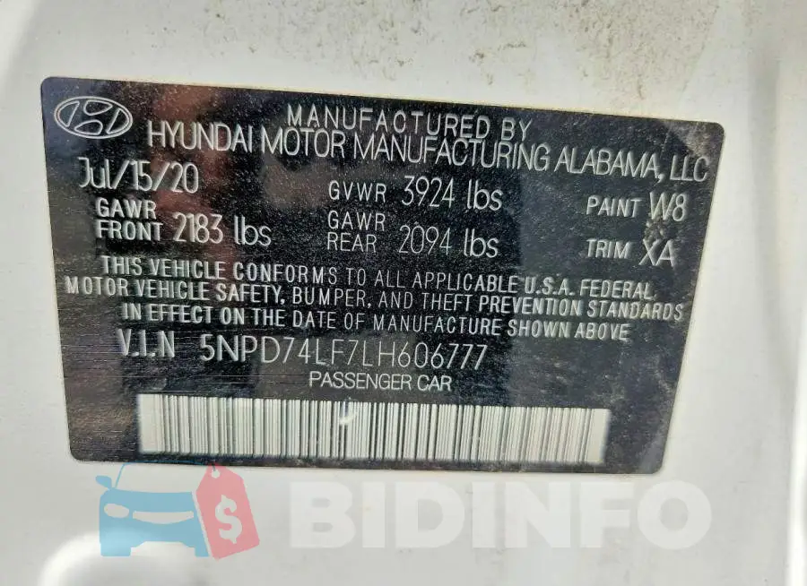 5NPD74LF7LH606777 Photo# 12
