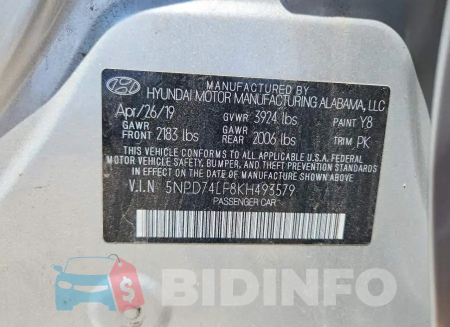 5NPD74LF8KH493579 Photo# 12