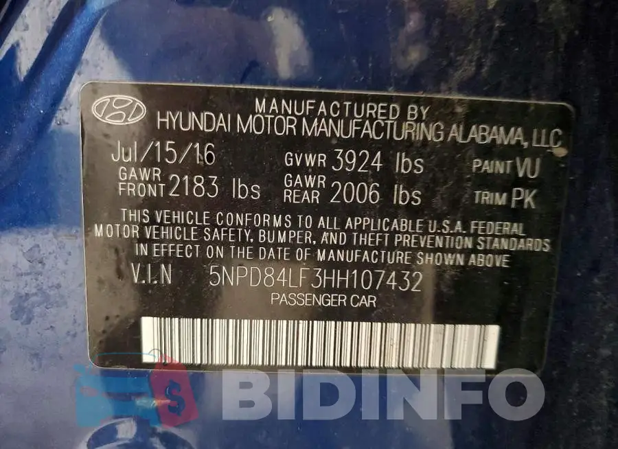 5NPD84LF3HH107432 Photo# 12