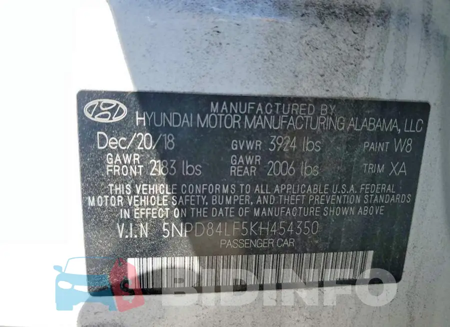 5NPD84LF5KH454350 Photo# 13
