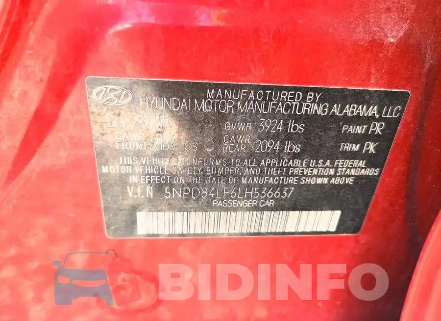 5NPD84LF6LH536637 Photo# 12
