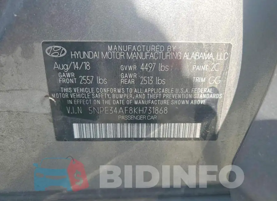 5NPE34AF8KH731868 Photo# 12