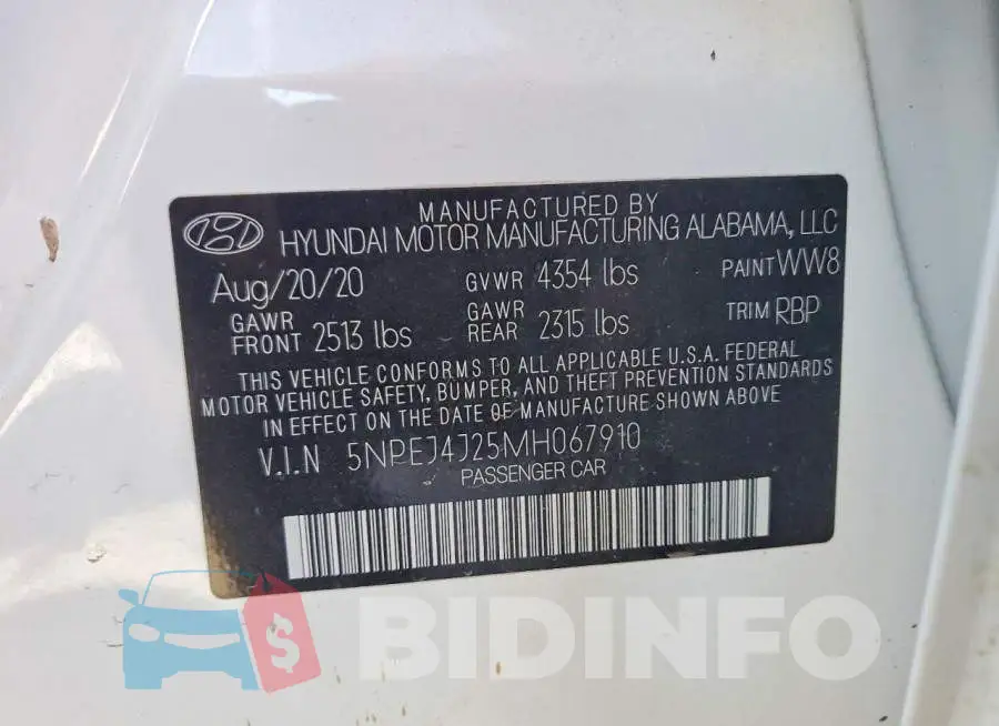 5NPEJ4J25MH067910 Photo# 12
